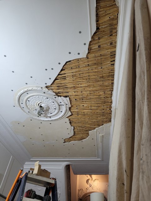 Restauratie lekkage stucwerk ornamenten verf verwijderen riet drager vertinnen raaplaag pleisteren lijsten trekken conservering Lodewijk XIV XVI